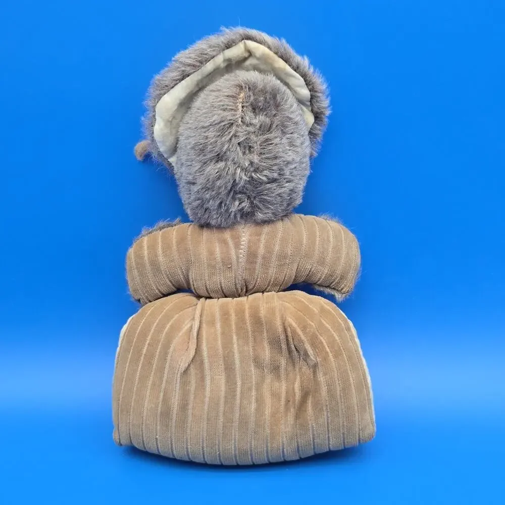 Antique Child’s Hand Muff Doll 12” Fur Trim Cloth Face Winter Muff Needs TLC